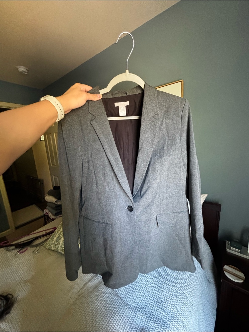 H&M Gray Single-Button Tailored Blazer